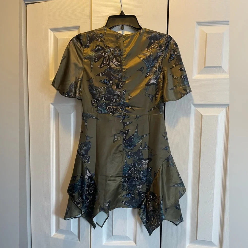 Small Saints olive colored asymmetrical butterfly dress size 9-10yr - Picture 4 of 5